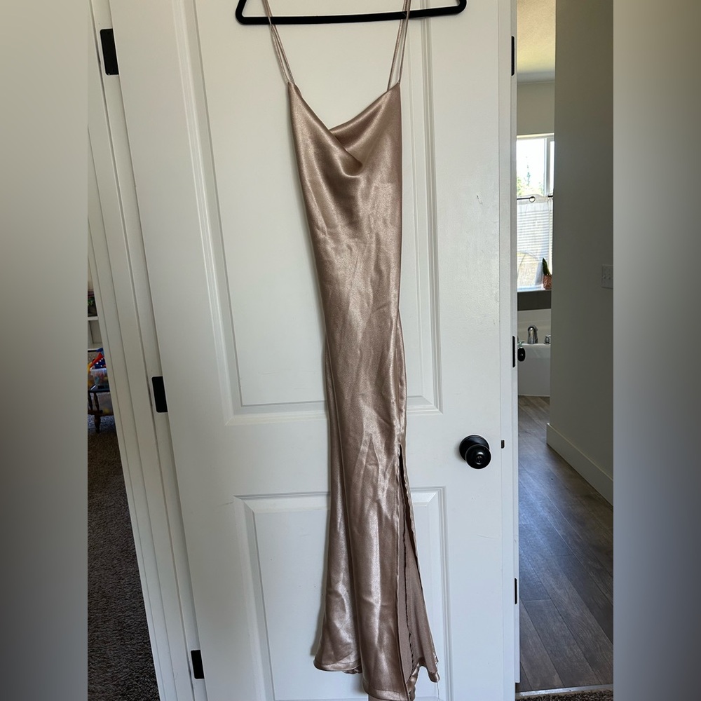 Nasty Gal Champagne Satin Dress